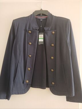 Tommy Hilfiger Dark Blue Military-Style Double-Breasted Blazer
